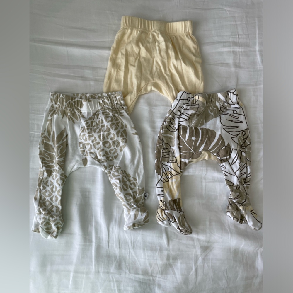 HonestBaby 3 pack footed pants newborn